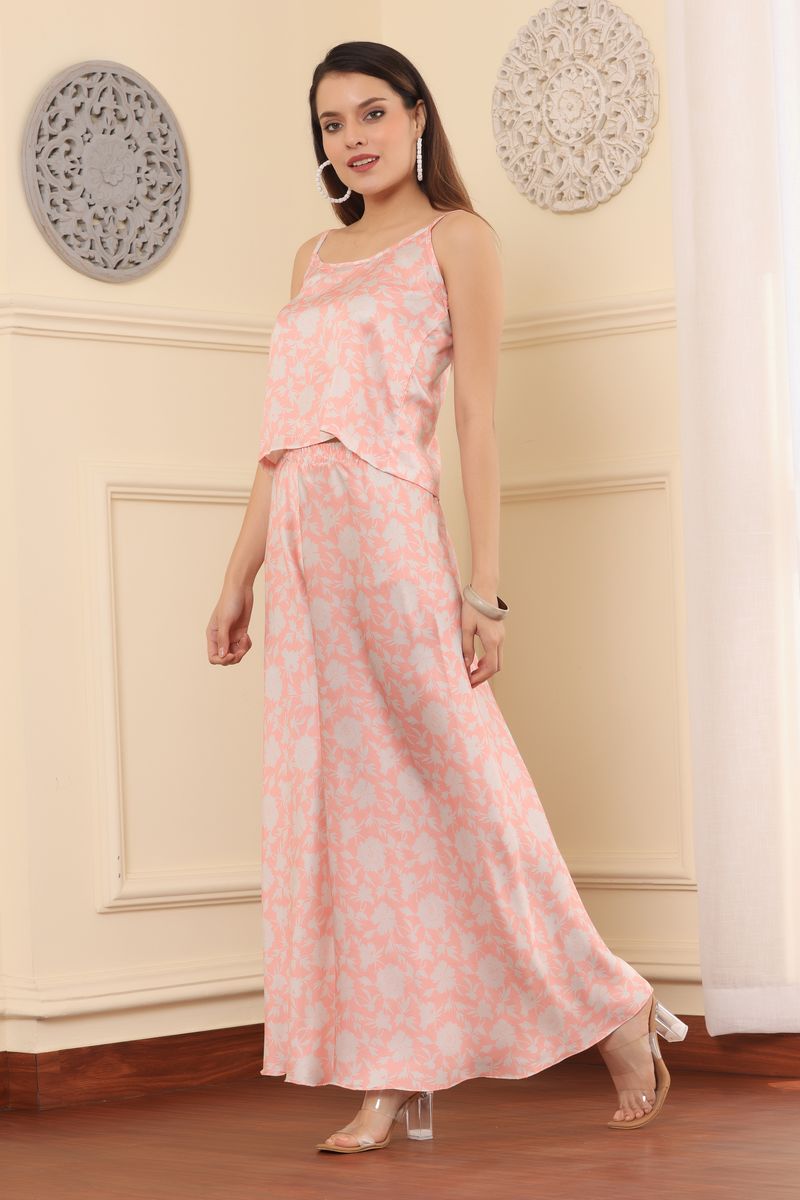 Women Spaghetti Top & Wide Flare Bottom Co-ord Set