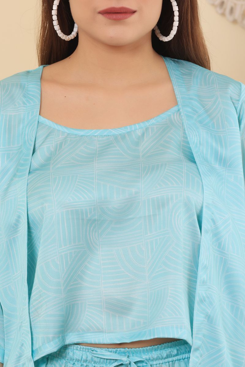 Women Spaghetti Top & Short with Shrug Co-ord Set