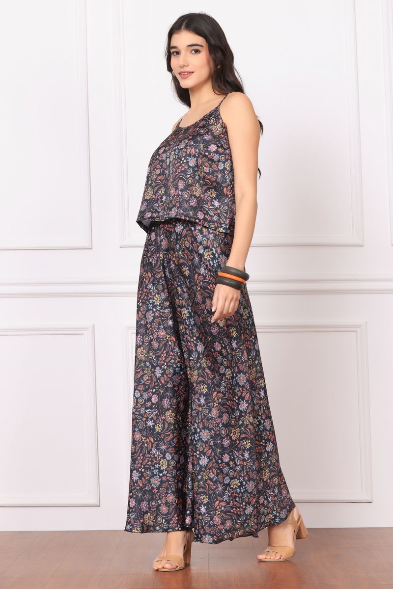 Women Spaghetti Top & Wide Flare Bottom Co-ord Set