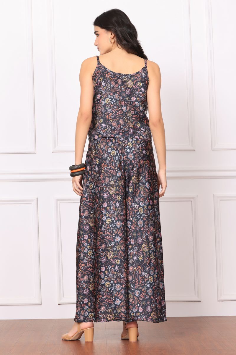 Women Spaghetti Top & Wide Flare Bottom Co-ord Set