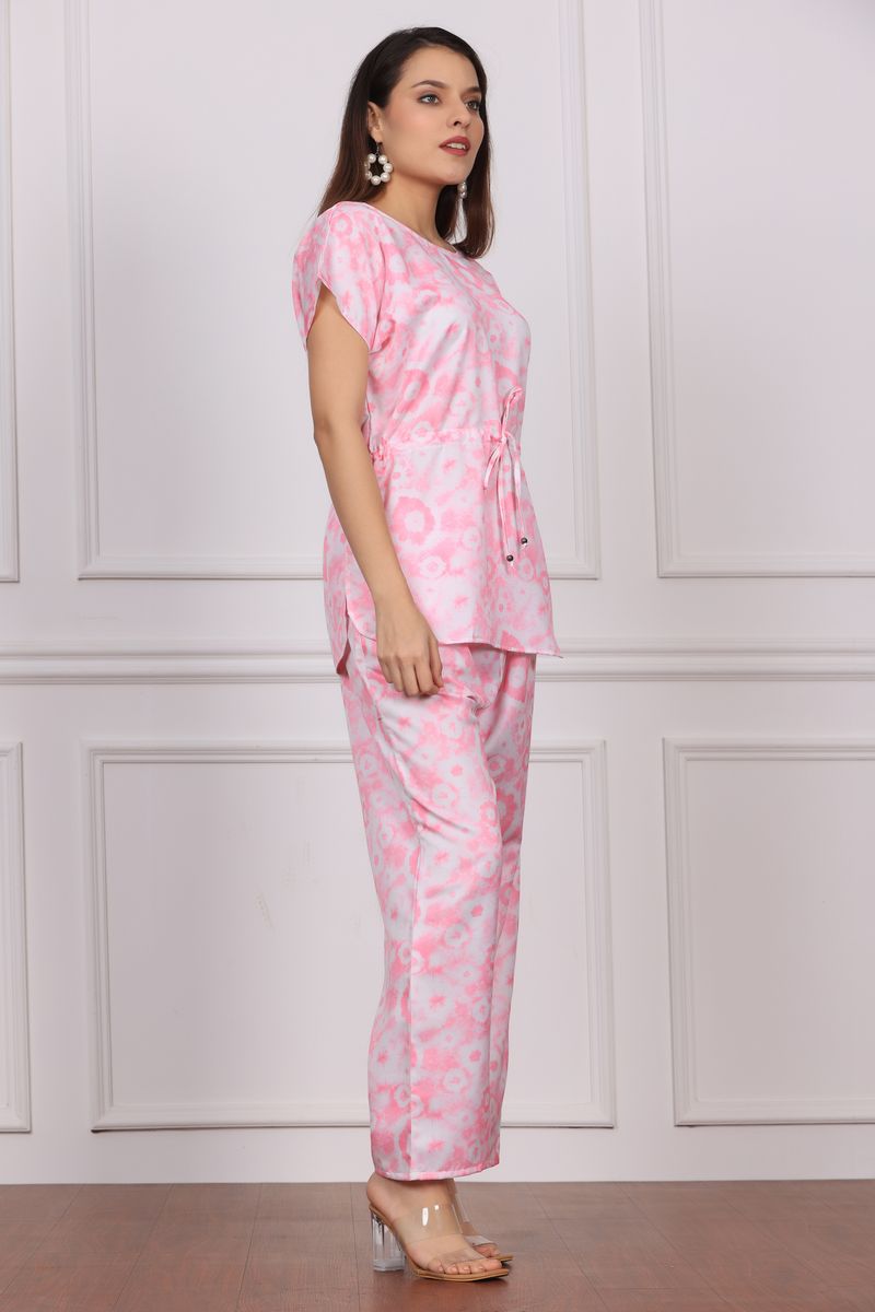 Women Cinched Tunic Top & Palazzo Co-ord Set