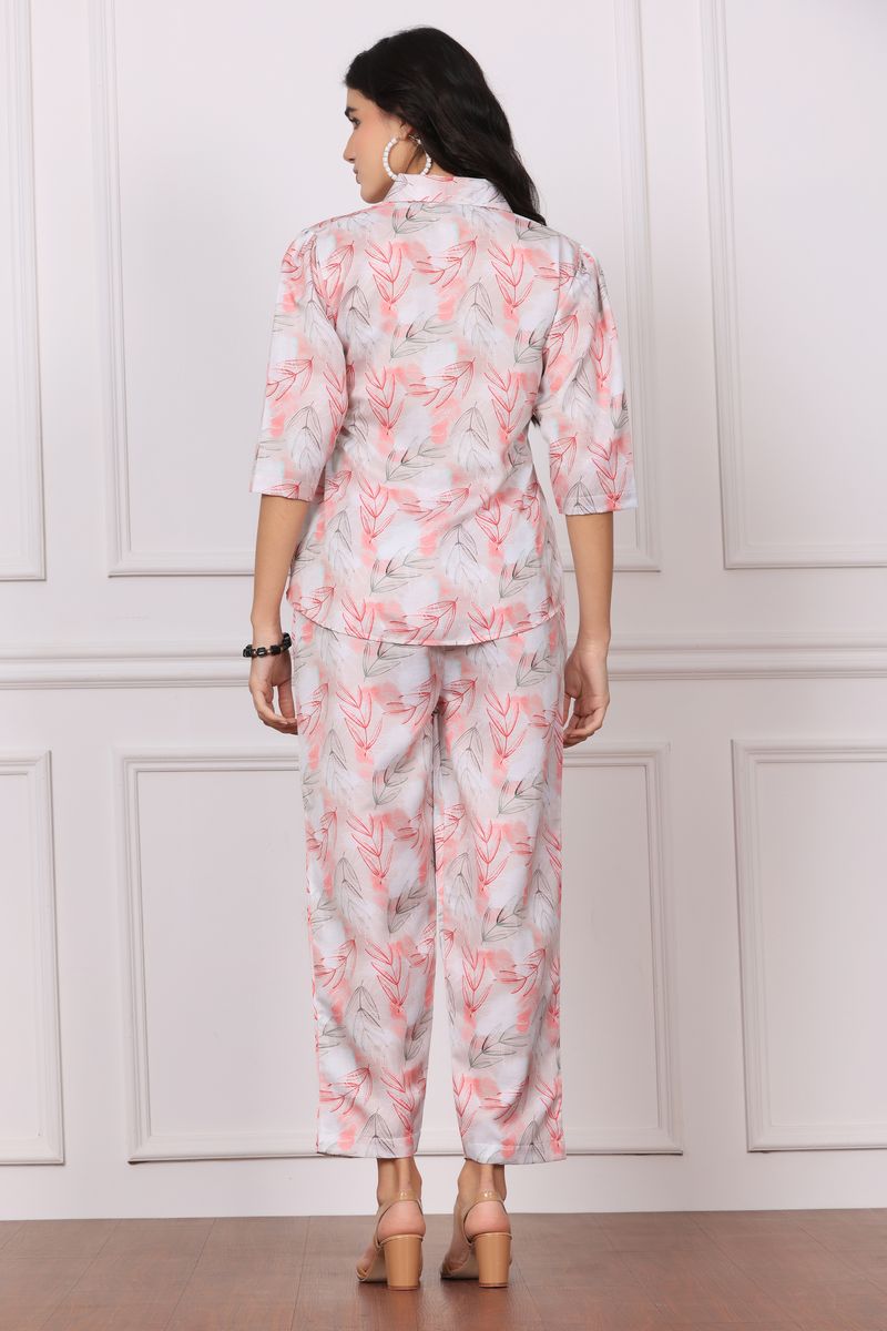 Women Low-High Collared Shirt & Pyjama Co-ord