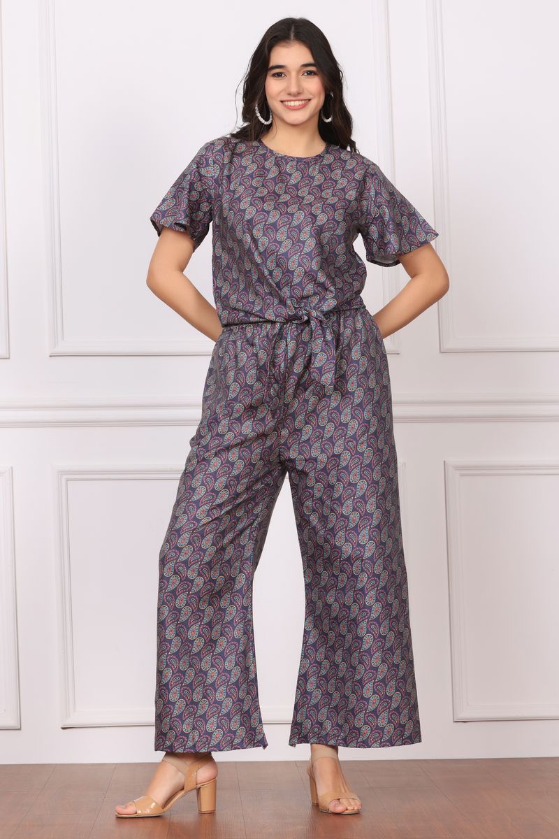 Women Front Tie Top & Bell Bottom Co-ord Set