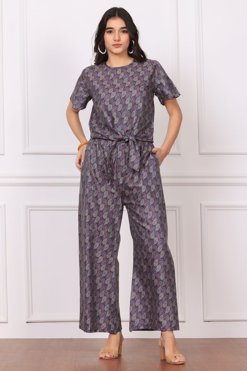 Women Front Tie Top & Bell Bottom Co-ord Set