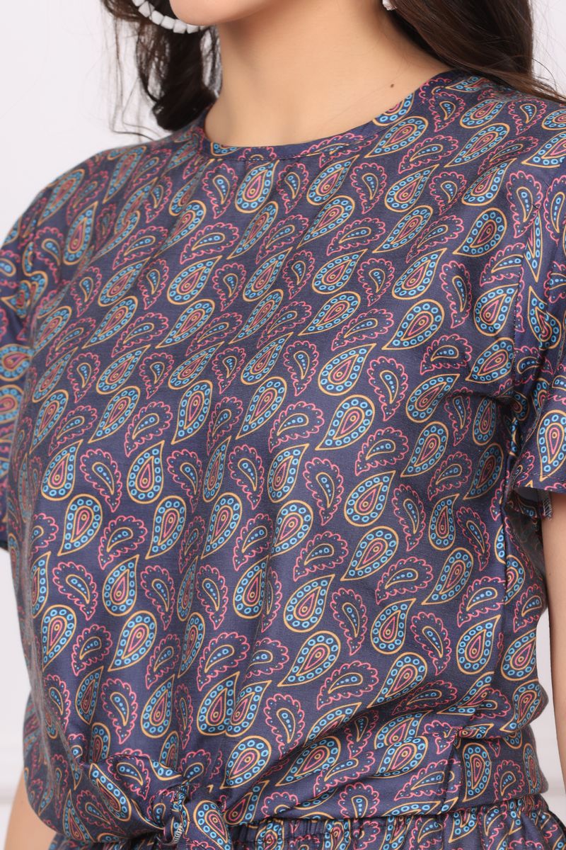 Women Front Tie Top & Bell Bottom Co-ord Set