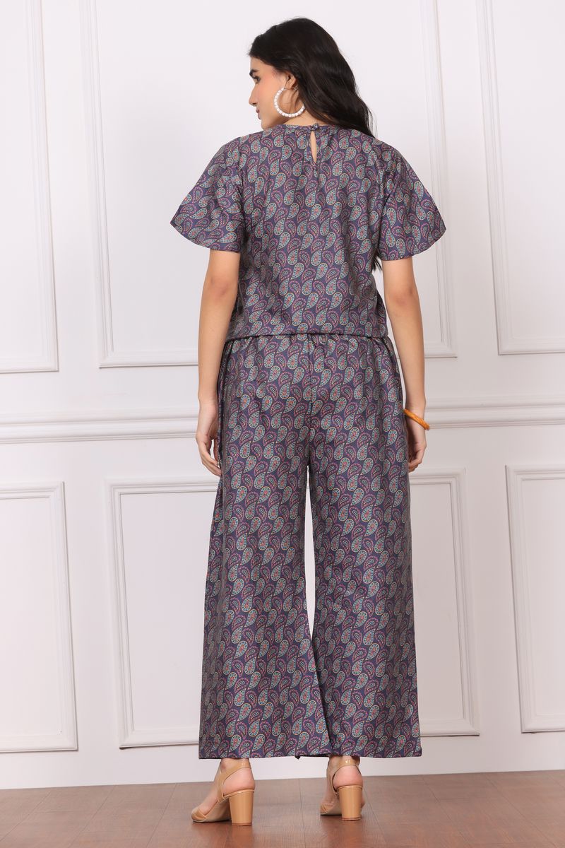 Women Front Tie Top & Bell Bottom Co-ord Set