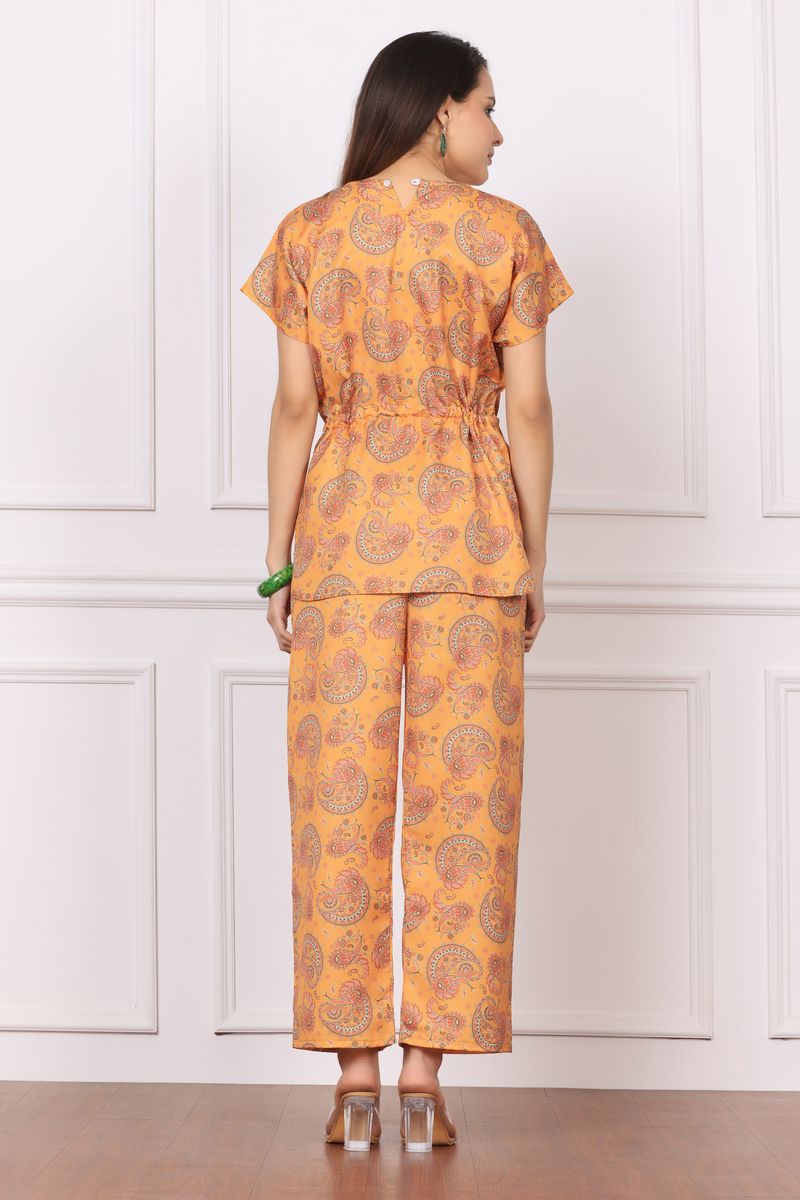 Women Cinched Tunic Top & Palazzo Co-ord Set