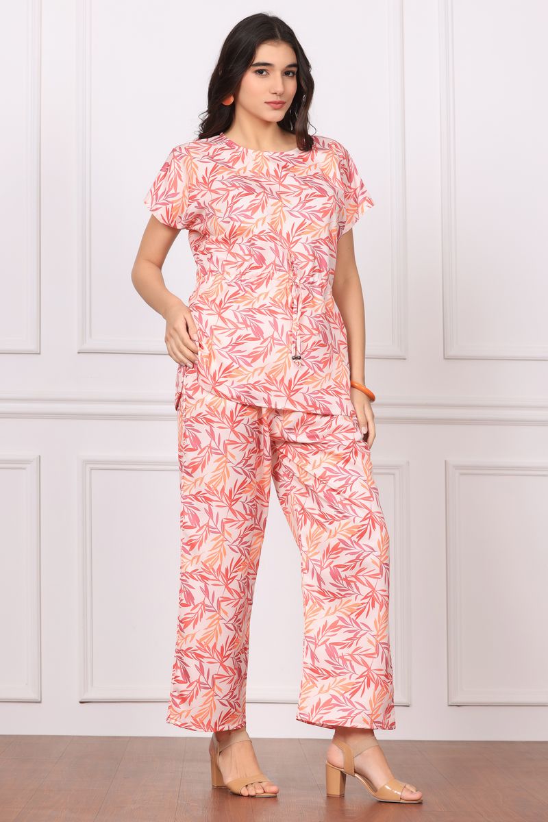 Women Cinched Tunic Top & Palazzo Co-ord Set