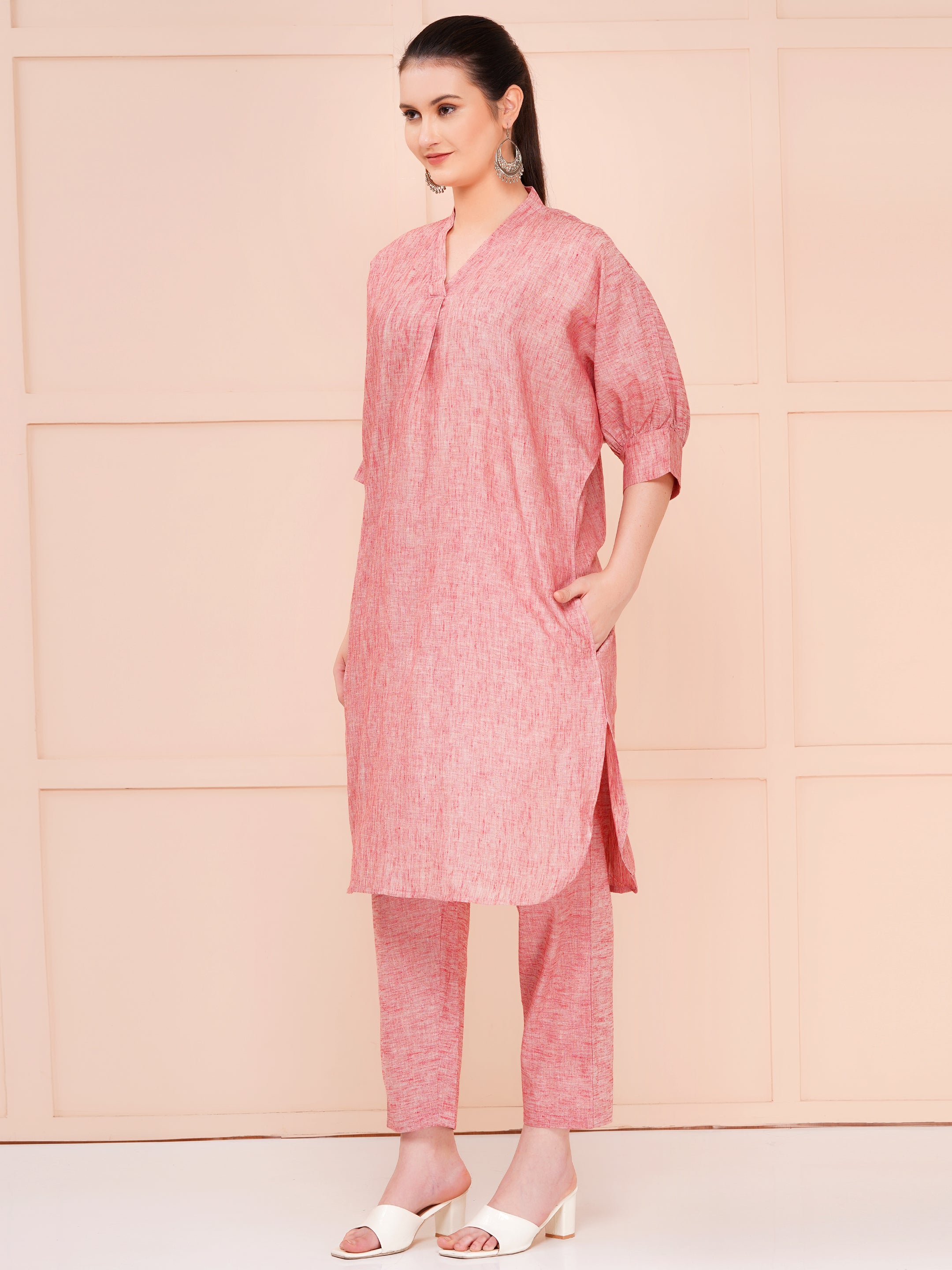 over size co-ord set for woman light coral color