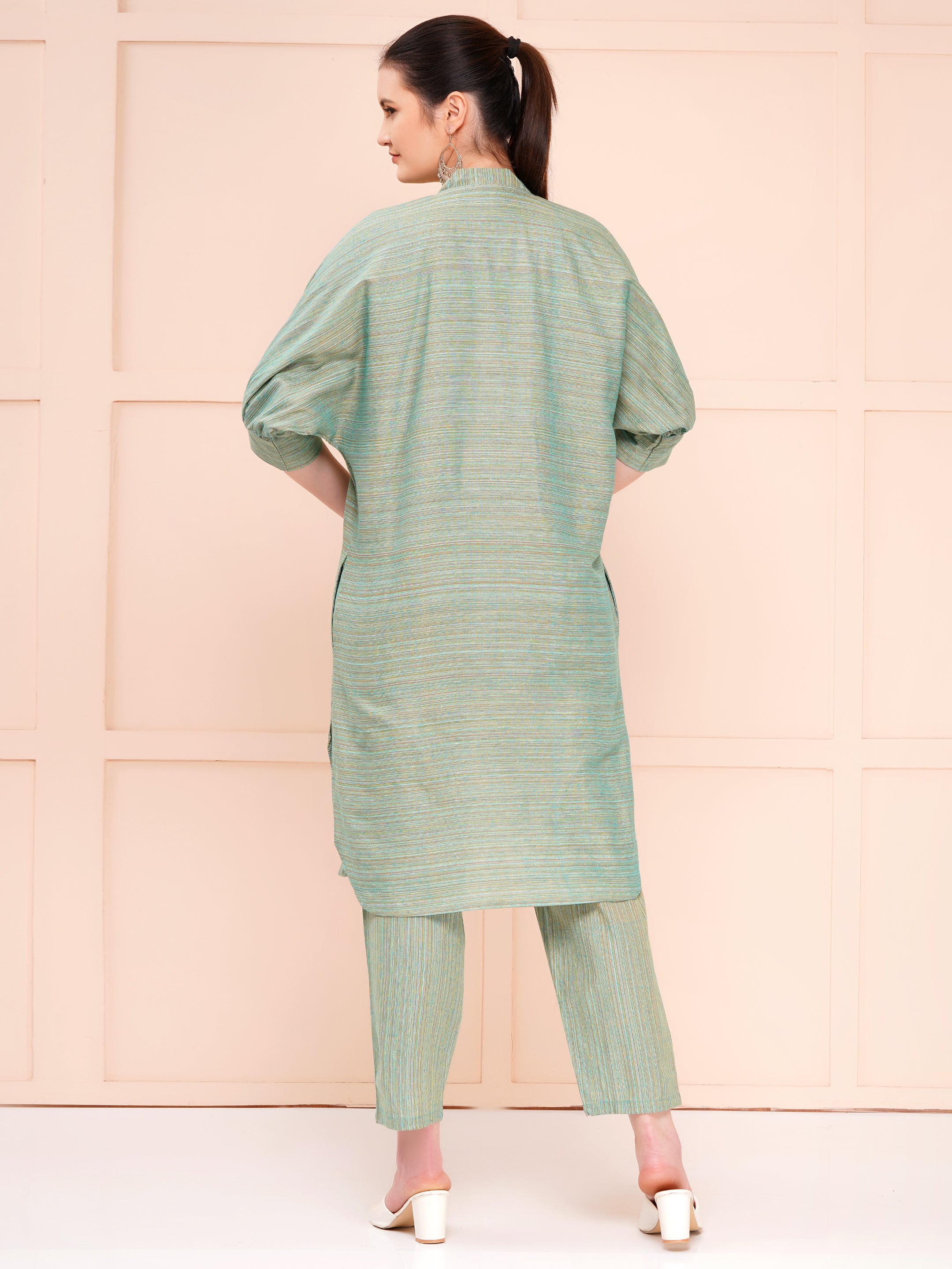 over size co-ord set for woman bud green color