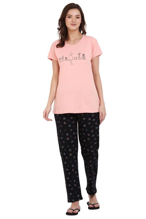 Top and Pajama Set – Peach & Black