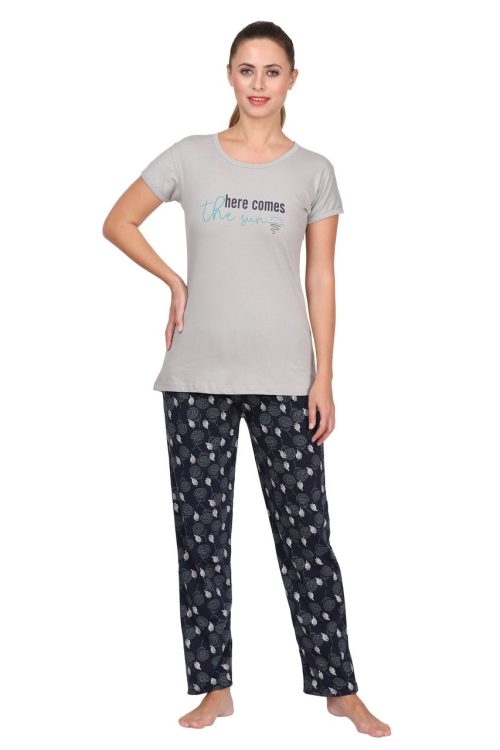 Top and Pajama Set – Light Grey & Dark Grey