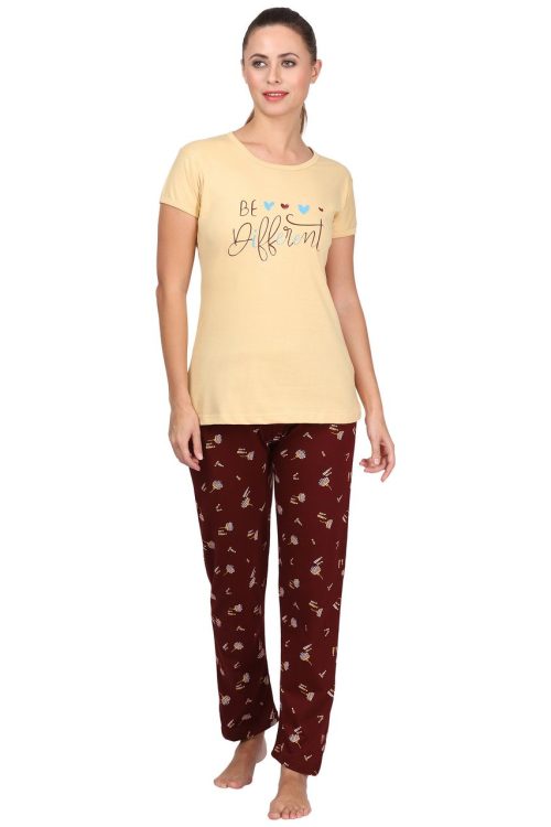 Top and Pajama Set – Yellow & Maroon