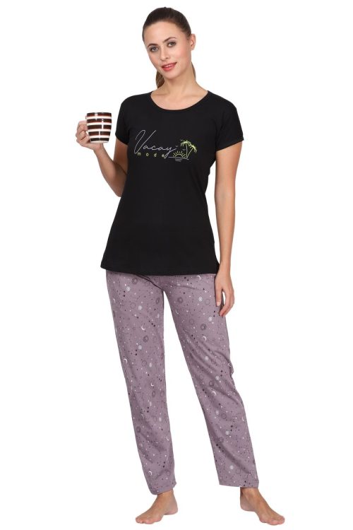 Top and Pajama Set – Black & Grey