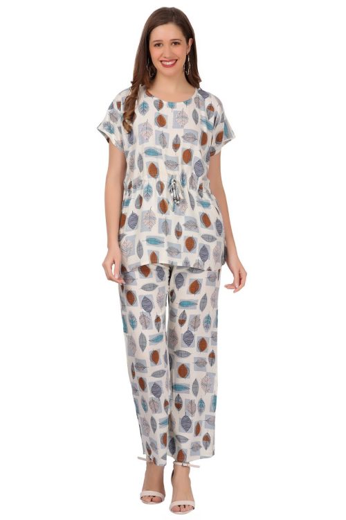 Top and Pajama Set – Ivory, Multicolor