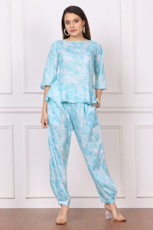 Women Peplum Top & Afgani Pant Co-ord Set